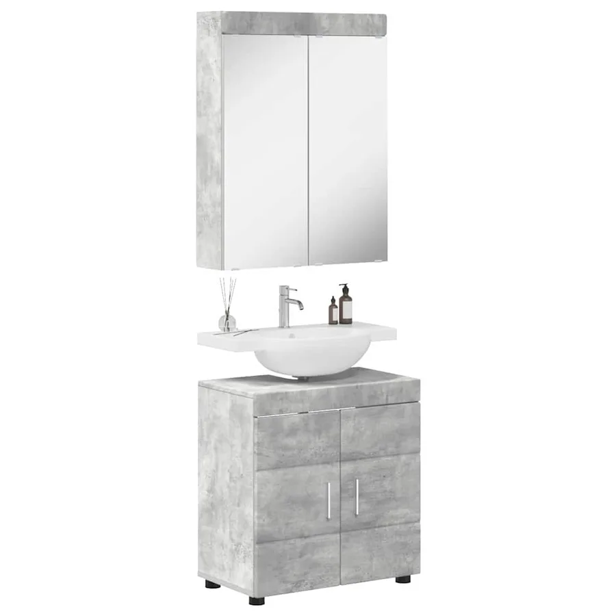Ensemble de mobilier de salle de bain TULUM 2 pcs Gris béton - 3