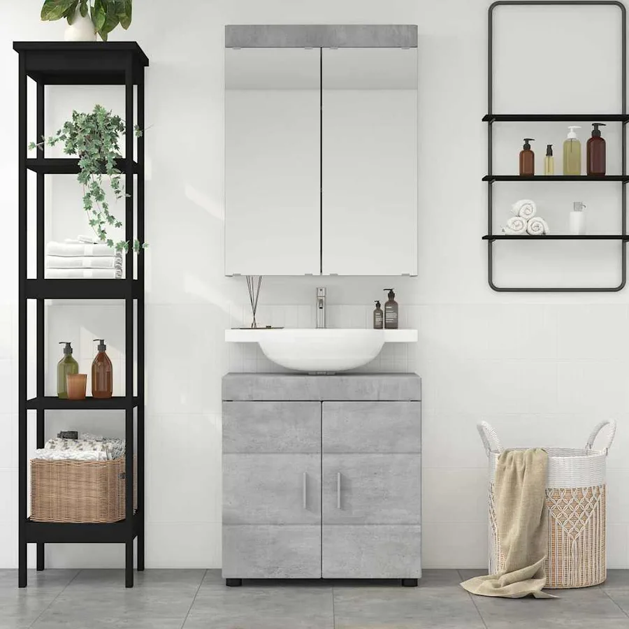 Ensemble de mobilier de salle de bain TULUM 2 pcs Gris béton - 4