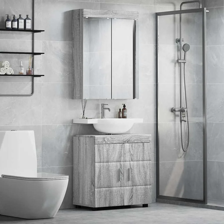 Ensemble de mobilier de salle de bain TULUM 2 pcs Gris Sonoma