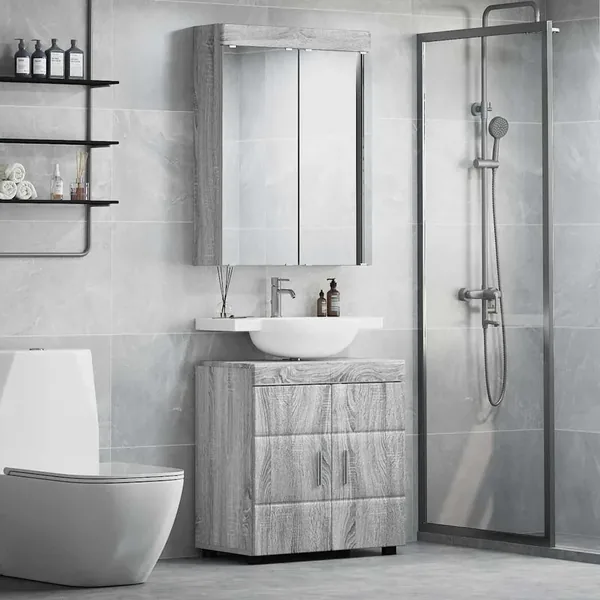 Ensemble de mobilier de salle de bain TULUM 2 pcs Gris Sonoma