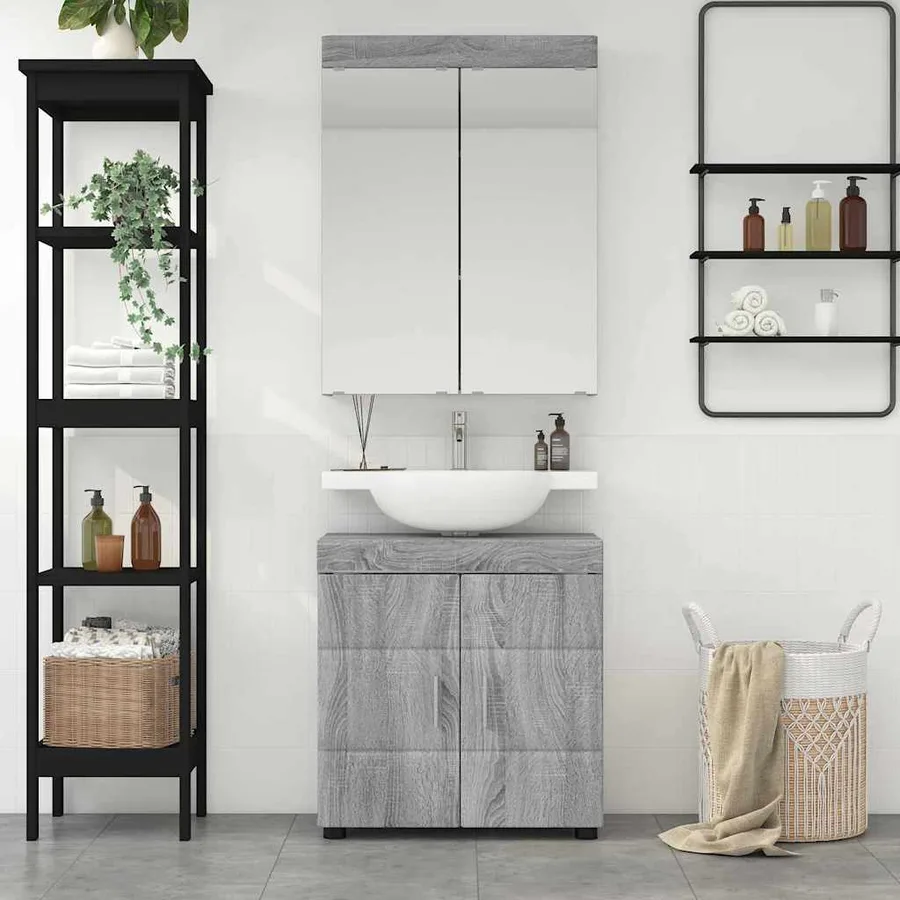 Ensemble de mobilier de salle de bain TULUM 2 pcs Gris Sonoma - 4