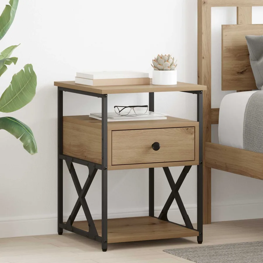 Cabinet de chevet 2 pc Chêne artisanal 40 x 42 x 55 cm