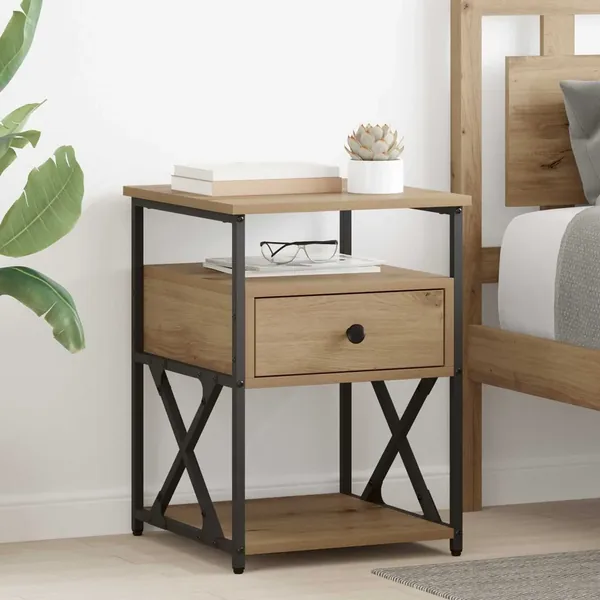 Cabinet de chevet 2 pc Chêne artisanal 40 x 42 x 55 cm