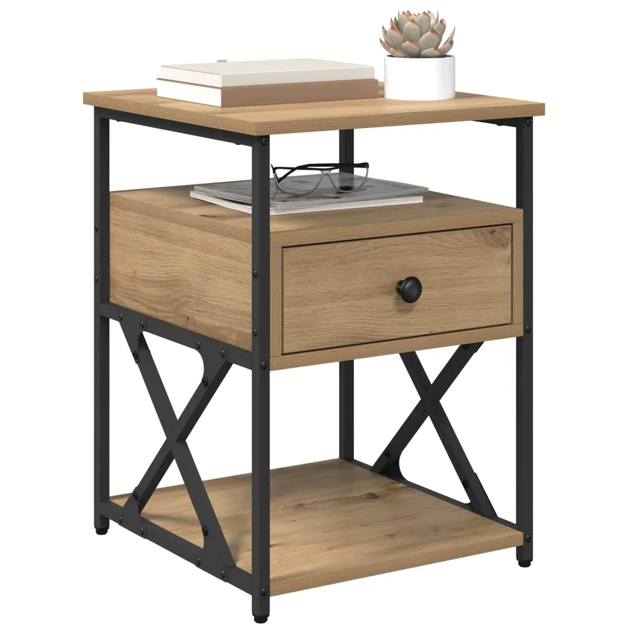 Cabinet de chevet 2 pc Chêne artisanal 40 x 42 x 55 cm - 3