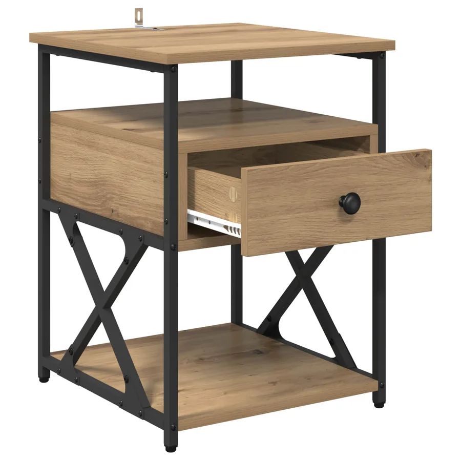 Cabinet de chevet 2 pc Chêne artisanal 40 x 42 x 55 cm - 5