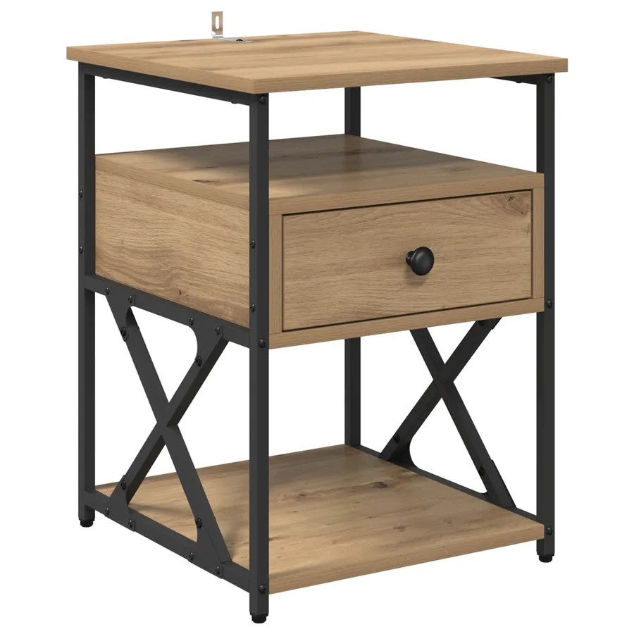 Cabinet de chevet 2 pc Chêne artisanal 40 x 42 x 55 cm - 6