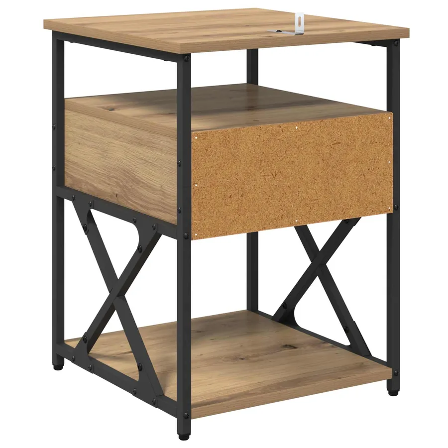 Cabinet de chevet 2 pc Chêne artisanal 40 x 42 x 55 cm - 9