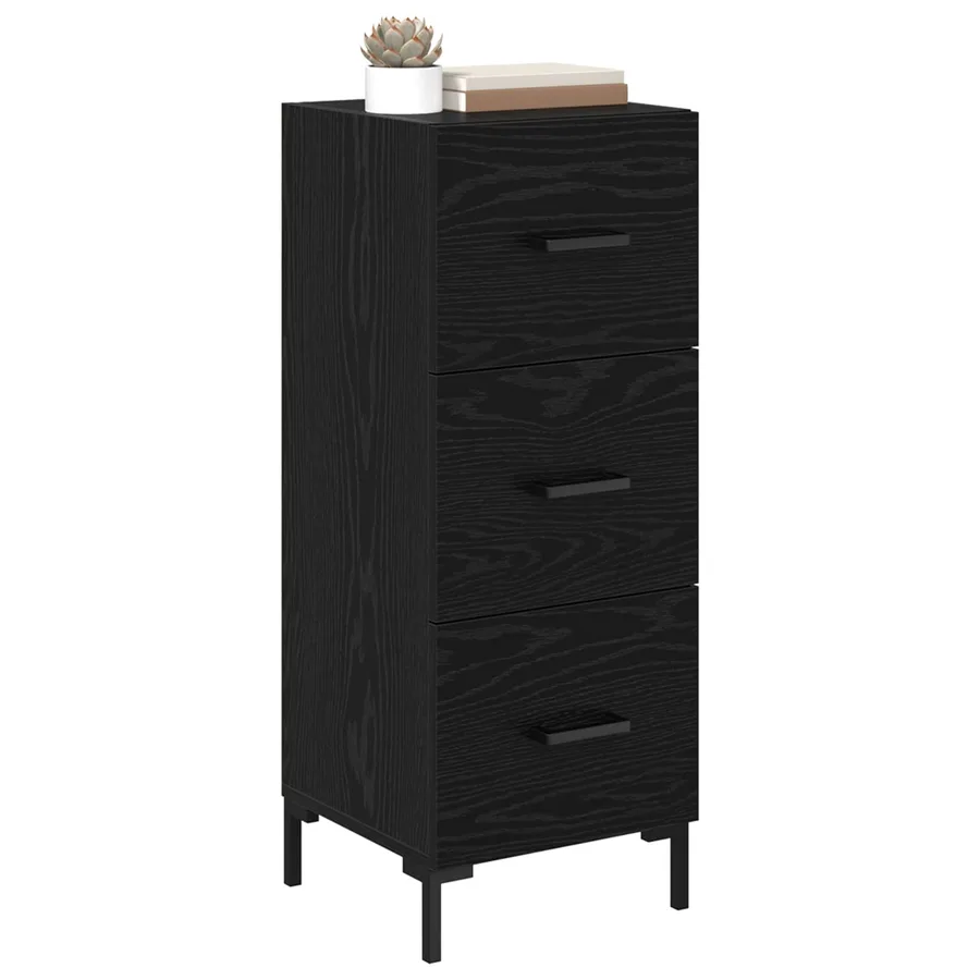 Buffet Chêne noir 34,5 x 34 x 90 cm Bois d'ingénierie - 3