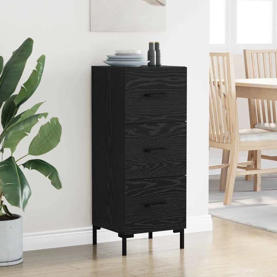 Buffet Chêne noir 34,5 x 34 x 90 cm Bois d'ingénierie - 4