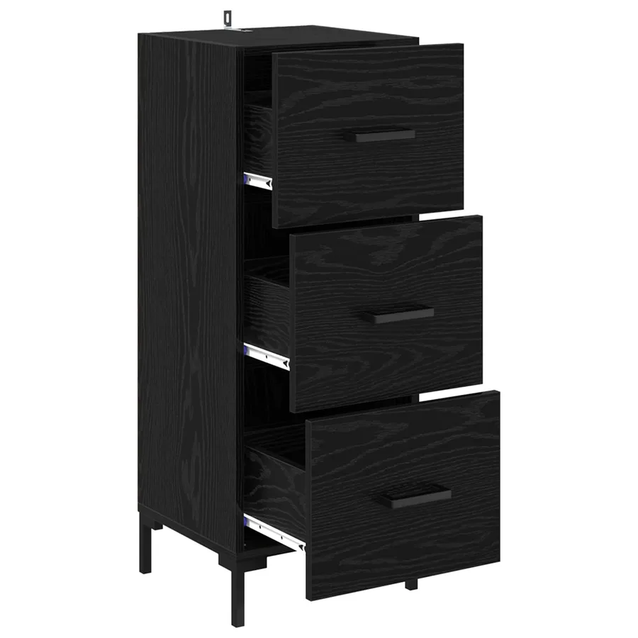 Buffet Chêne noir 34,5 x 34 x 90 cm Bois d'ingénierie - 5