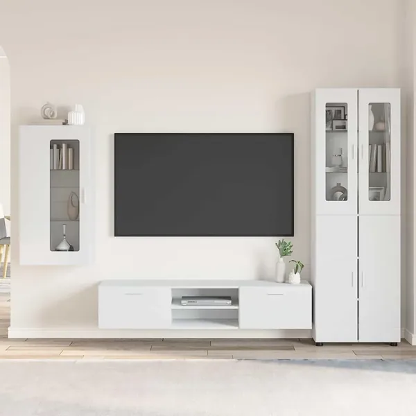 Ensemble meuble TV FLORIN 3 pcs Blanc Bois d'ingénierie