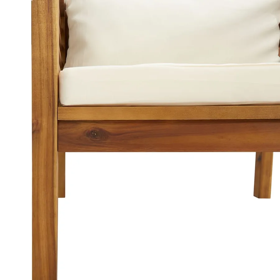 Salon de jardin 8 pcs avec coussin crème Bois d'acacia solide - 11