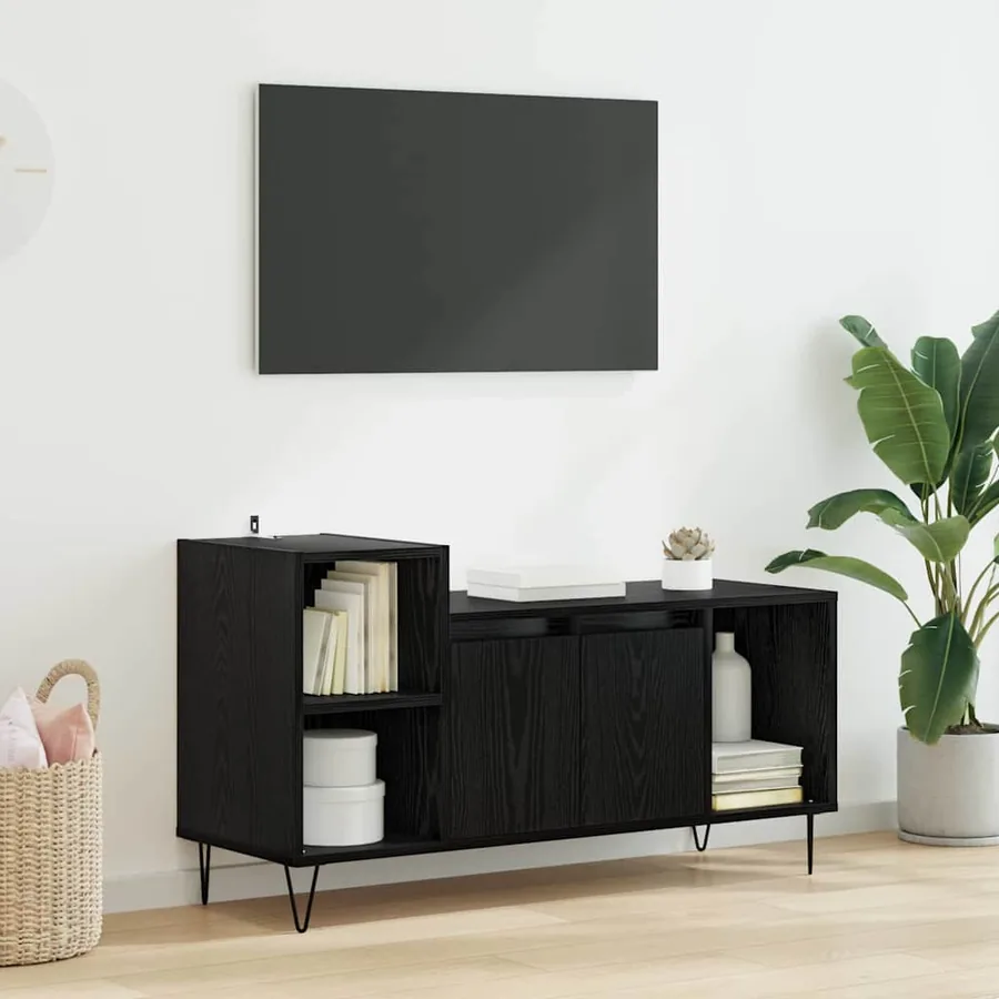 Meuble TV Chêne noir 100 x 35 x 55 cm Bois d'ingénierie