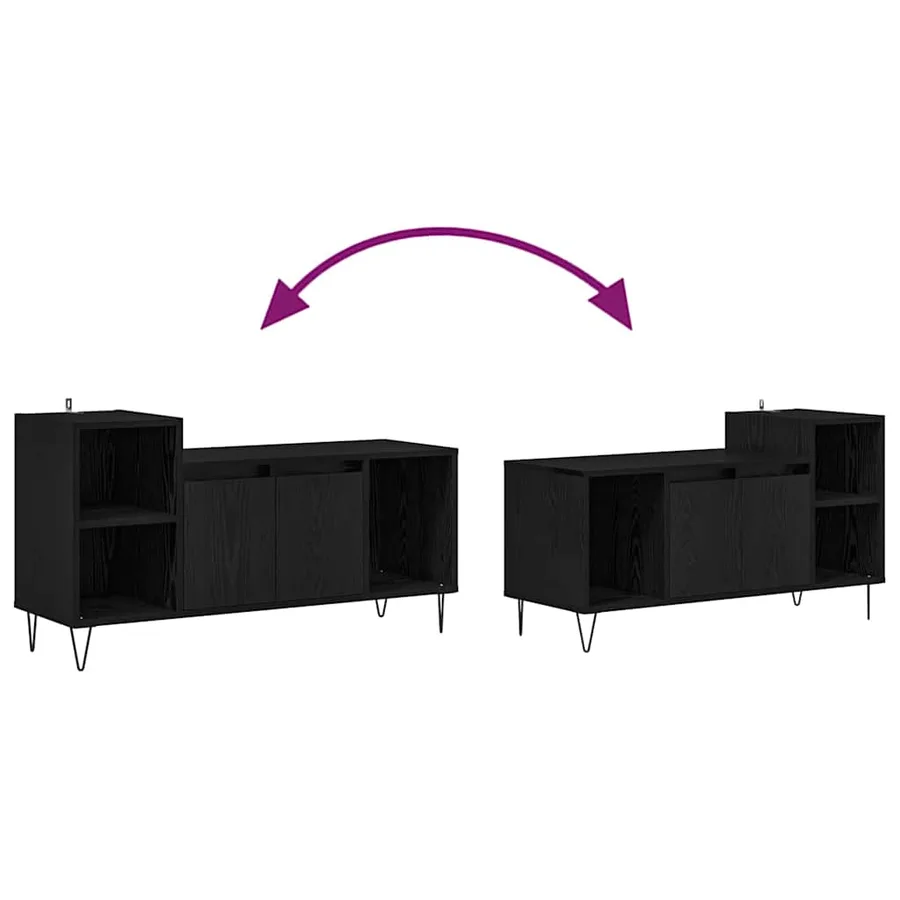 Meuble TV Chêne noir 100 x 35 x 55 cm Bois d'ingénierie - 8