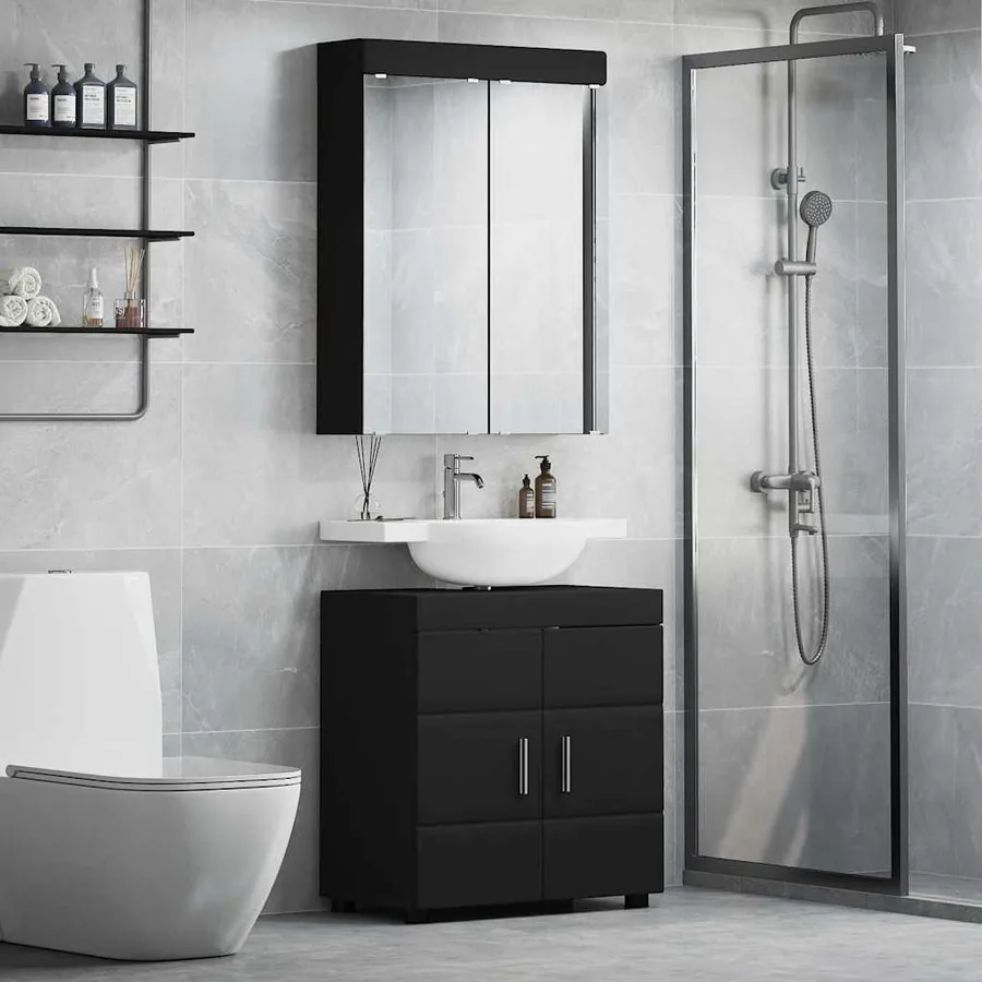 Ensemble de mobilier de salle de bain TULUM 2 pcs Noir