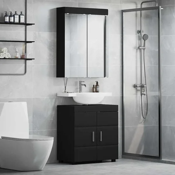 Ensemble de mobilier de salle de bain TULUM 2 pcs Noir
