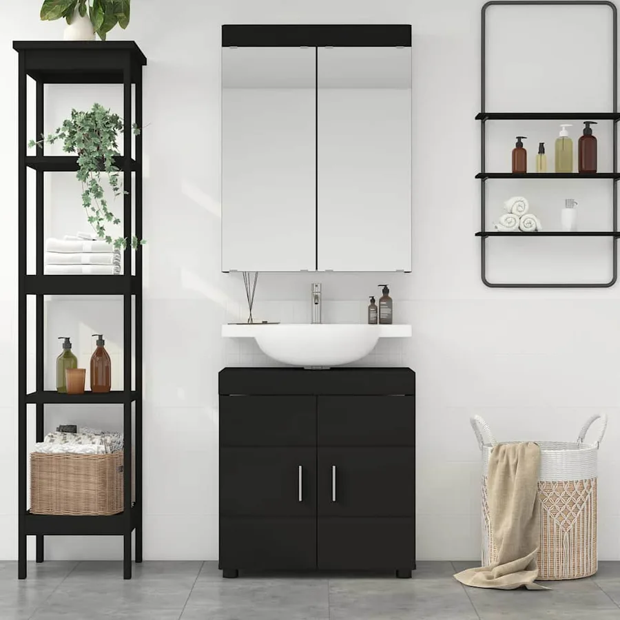Ensemble de mobilier de salle de bain TULUM 2 pcs Noir - 4