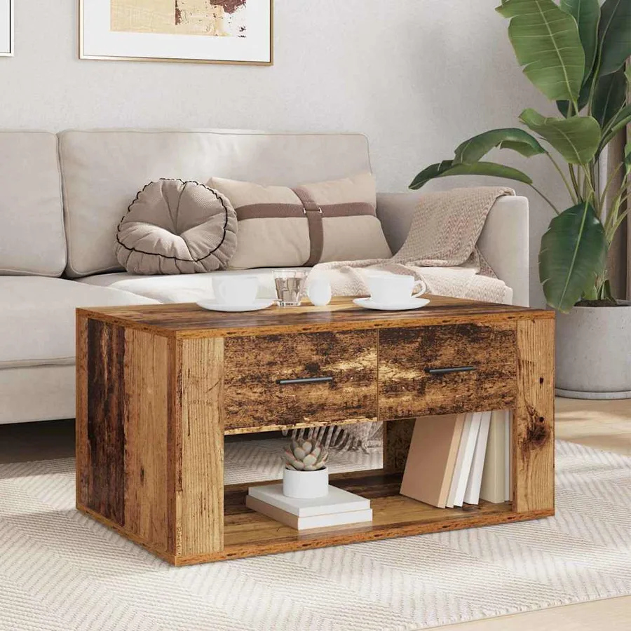 Table basse Bois Ancien 80 x 50 x 40 cm Bois d'ingénierie - 4