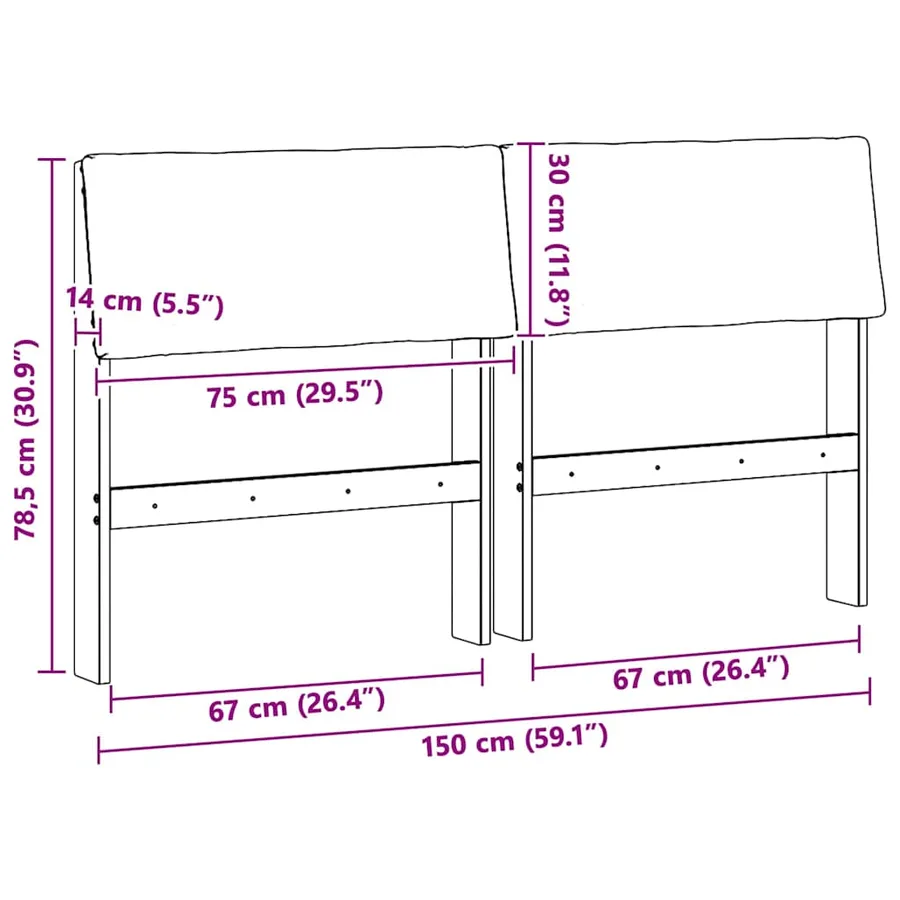 Tête de lit capitonnée Gris clair 150 cm Pin massif - 11
