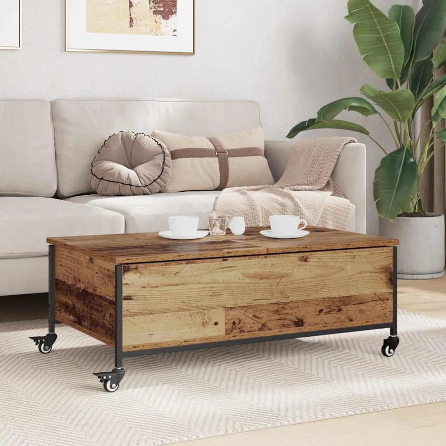 Table basse Bois Ancien 91 x 55 x 32 cm Bois d'ingénierie - 4