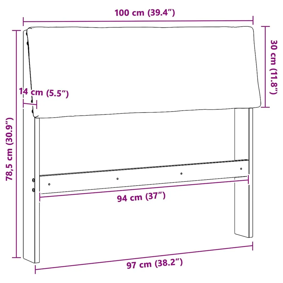 Tête de lit capitonnée Taupe 100 cm Pin massif - 11