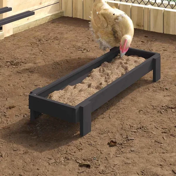 Bac de nourrissage pour poules Noir 80 x 28 x 13.5 cm