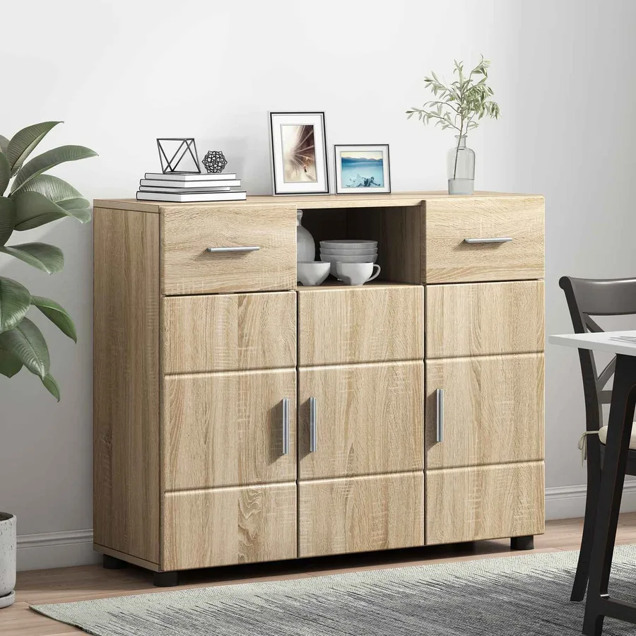 Cabinet en Bois avec tiroir Chêne Sonoma 88,5 x 30,5 x 73 cm - 4