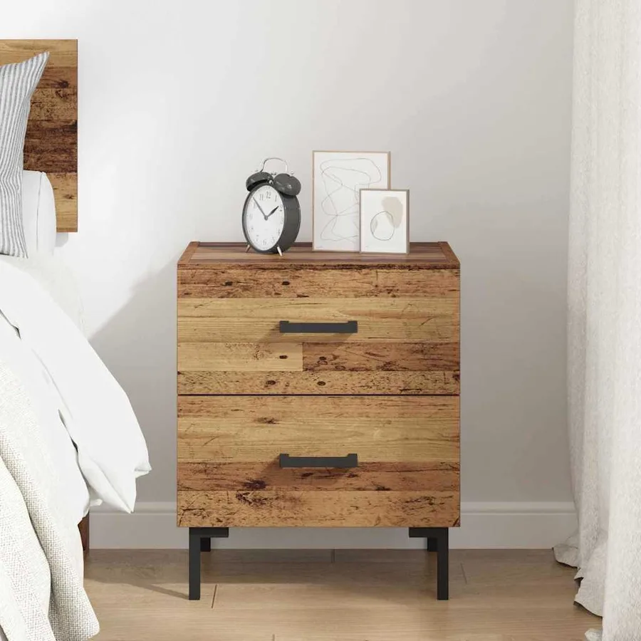 Cabinet de chevet avec tiroir Bois ancien 40 x 35 x 47,5 cm - 4