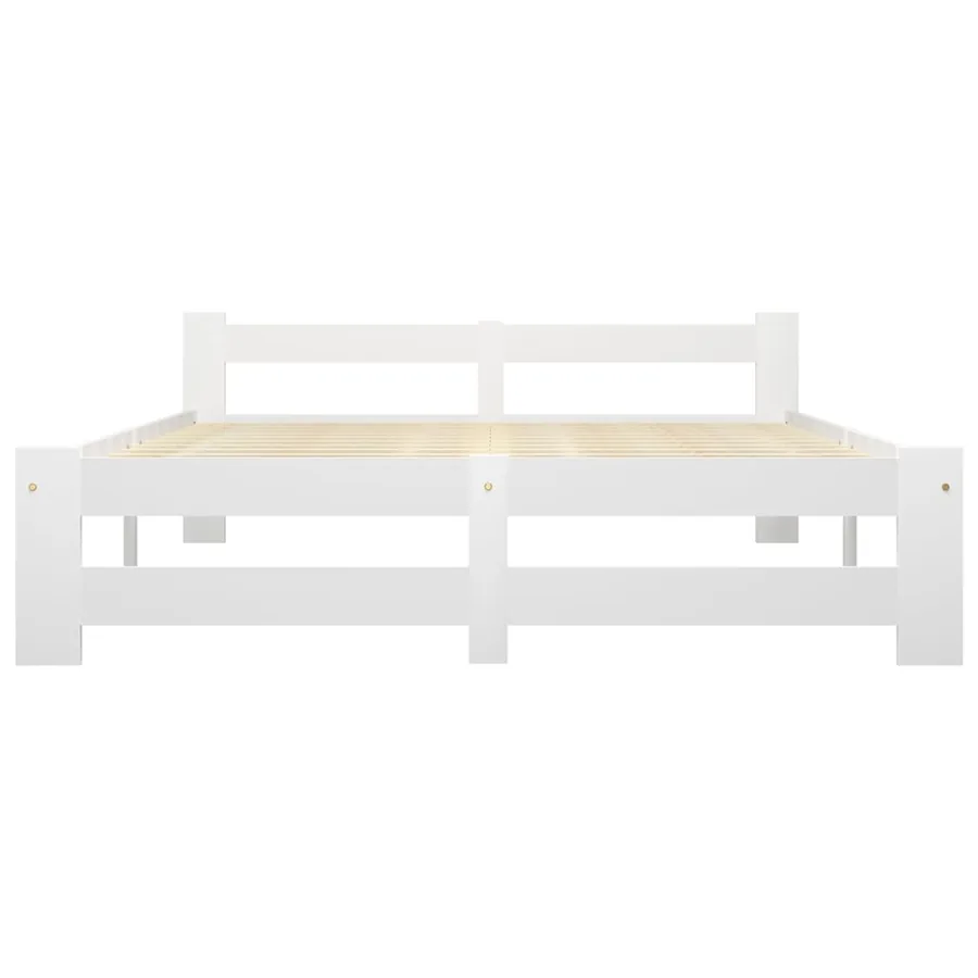 Cadre de lit sans matelas blanc bois de pin massif 140x200 cm - 3