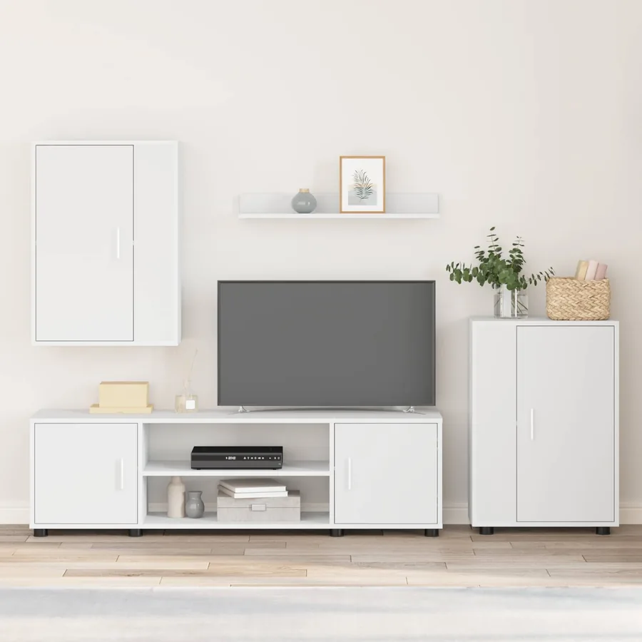 Ensemble meuble TV Blanc Bois d'ingénierie