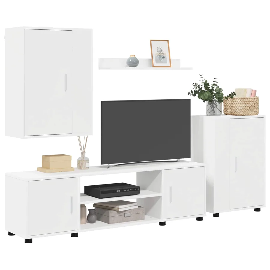 Ensemble meuble TV Blanc Bois d'ingénierie - 3