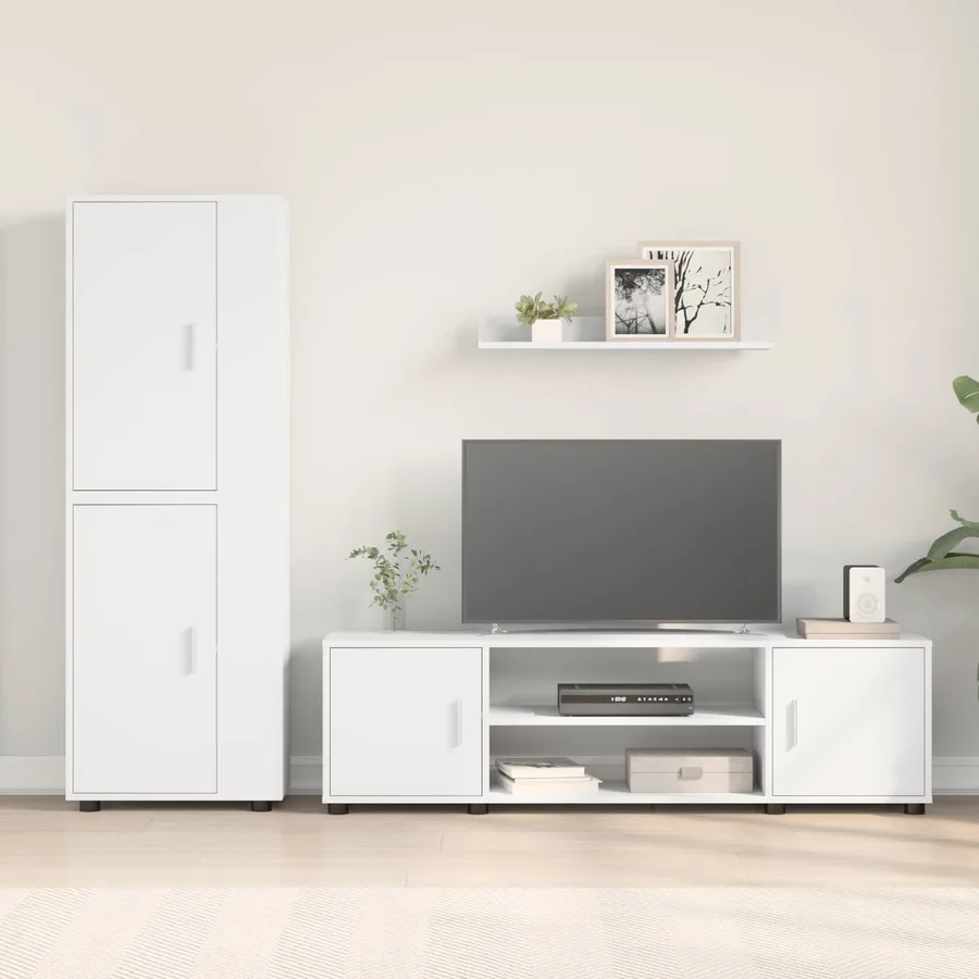 Ensemble meuble TV Blanc Bois d'ingénierie - 4