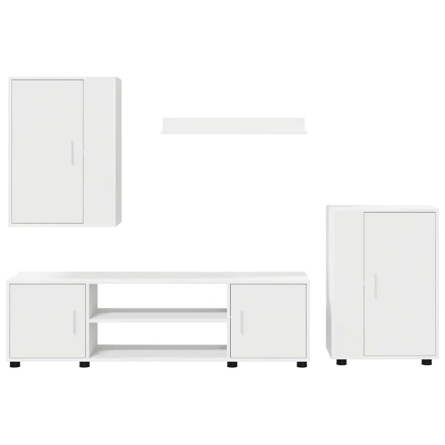 Ensemble meuble TV Blanc Bois d'ingénierie - 9