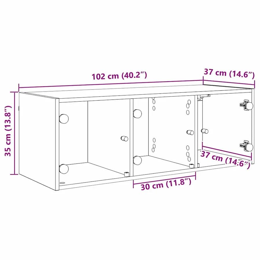 Meuble mural Chêne noir 102 x 37 x 35 cm Bois d'ingénierie - 12