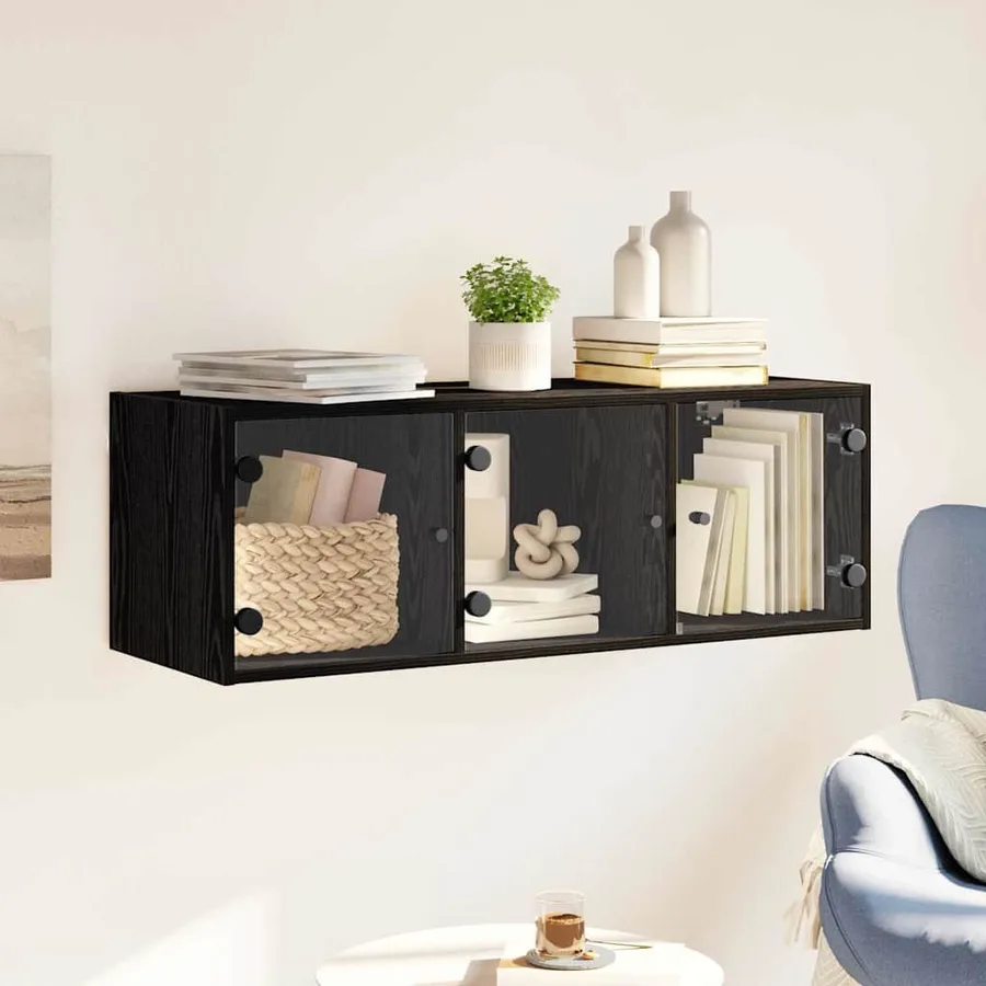 Meuble mural Chêne noir 102 x 37 x 35 cm Bois d'ingénierie - 4