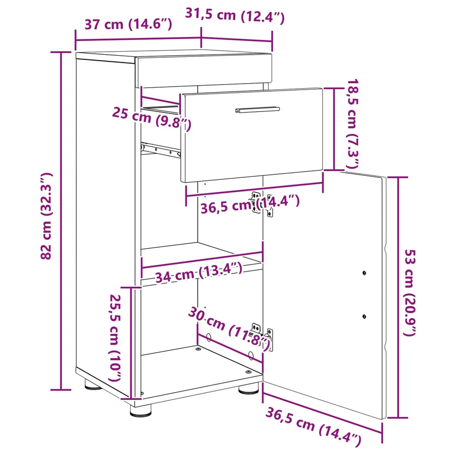 Ensemble d'armoire de salle de bain TULUM Gris béton - 16