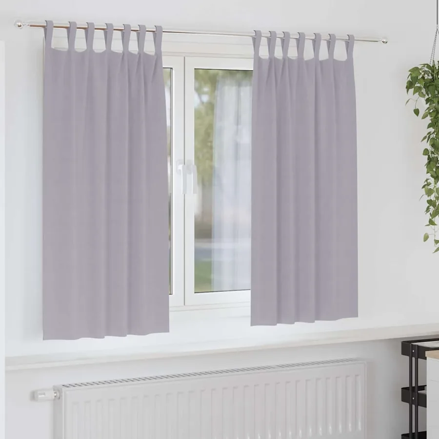 Rideaux occultants avec anneaux 2 pcs Gris métal 175 x 140 cm