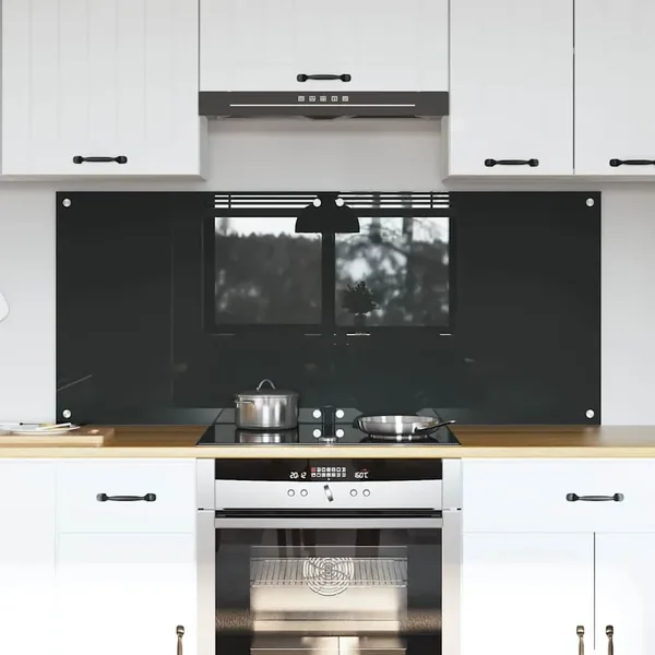Crédence de cuisine 2 pcs Gris foncé 70 x 60 cm verre trempé