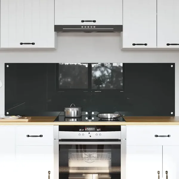 Crédence de cuisine 2 pcs Gris foncé 80 x 50 cm verre trempé