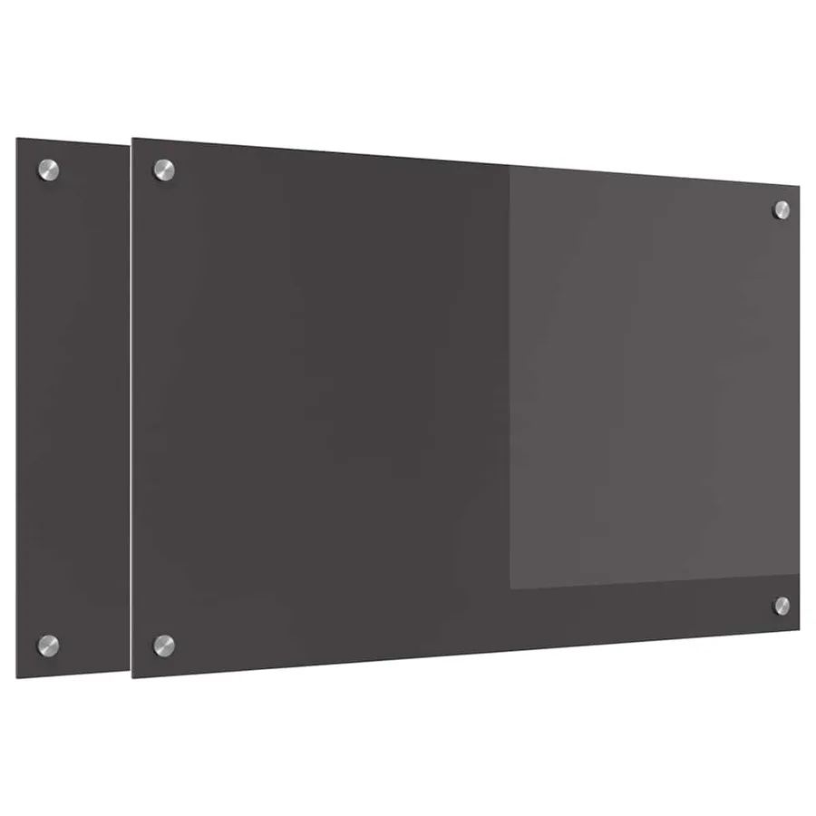 Crédence de cuisine 2 pcs Gris foncé 80 x 50 cm verre trempé - 2