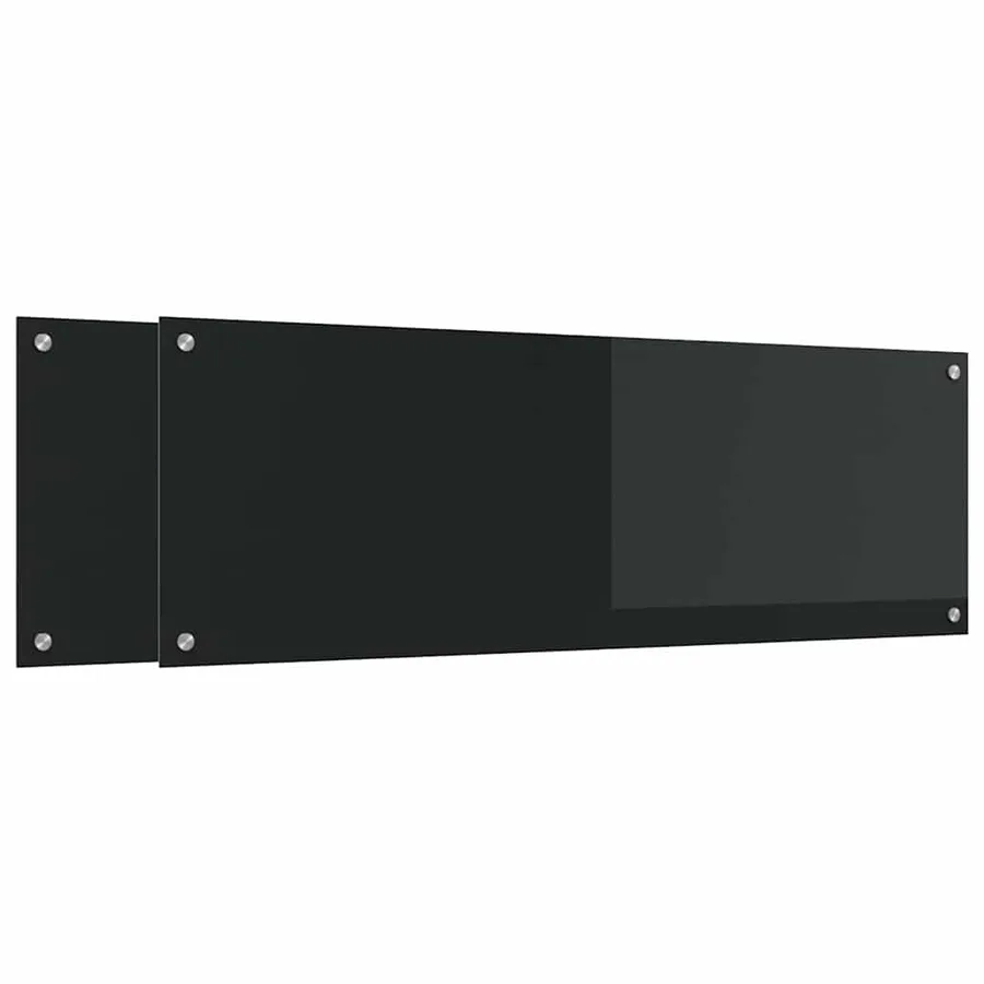 Crédence de cuisine 2 pcs Noir 120 x 40 cm verre trempé - 2