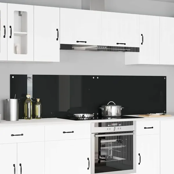 Crédence de cuisine 2 pcs Noir 110 x 50 cm verre trempé