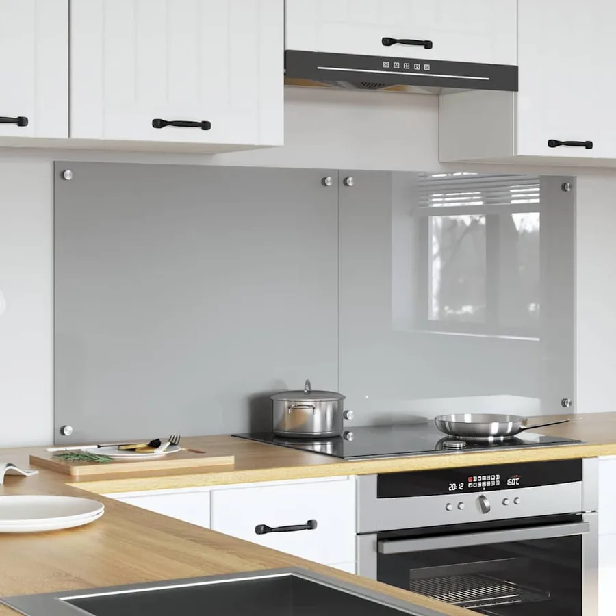 Crédence de cuisine 2 pcs Gris clair 70 x 60 cm verre trempé - 3
