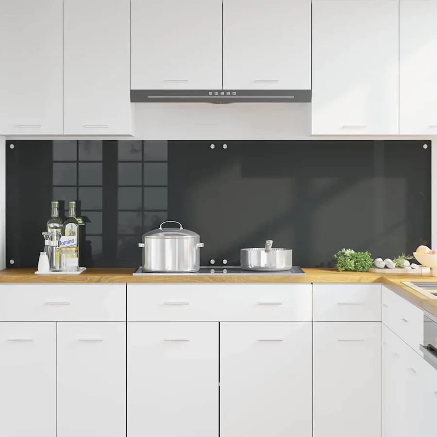 Crédence de cuisine 2 pcs Gris foncé 100 x 60 cm verre trempé - 3