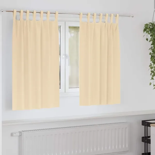 Rideaux occultants avec anneaux 2 pcs Crème 140 x 140 cm