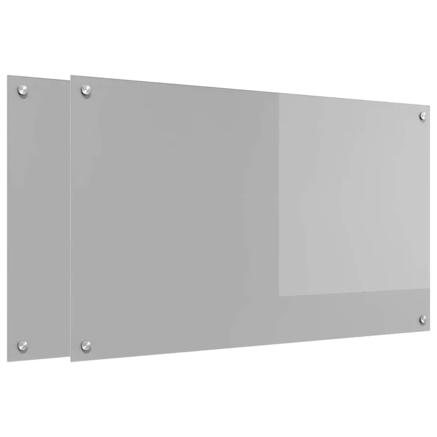 Crédence de cuisine 2 pcs Gris clair 100 x 60 cm verre trempé - 2