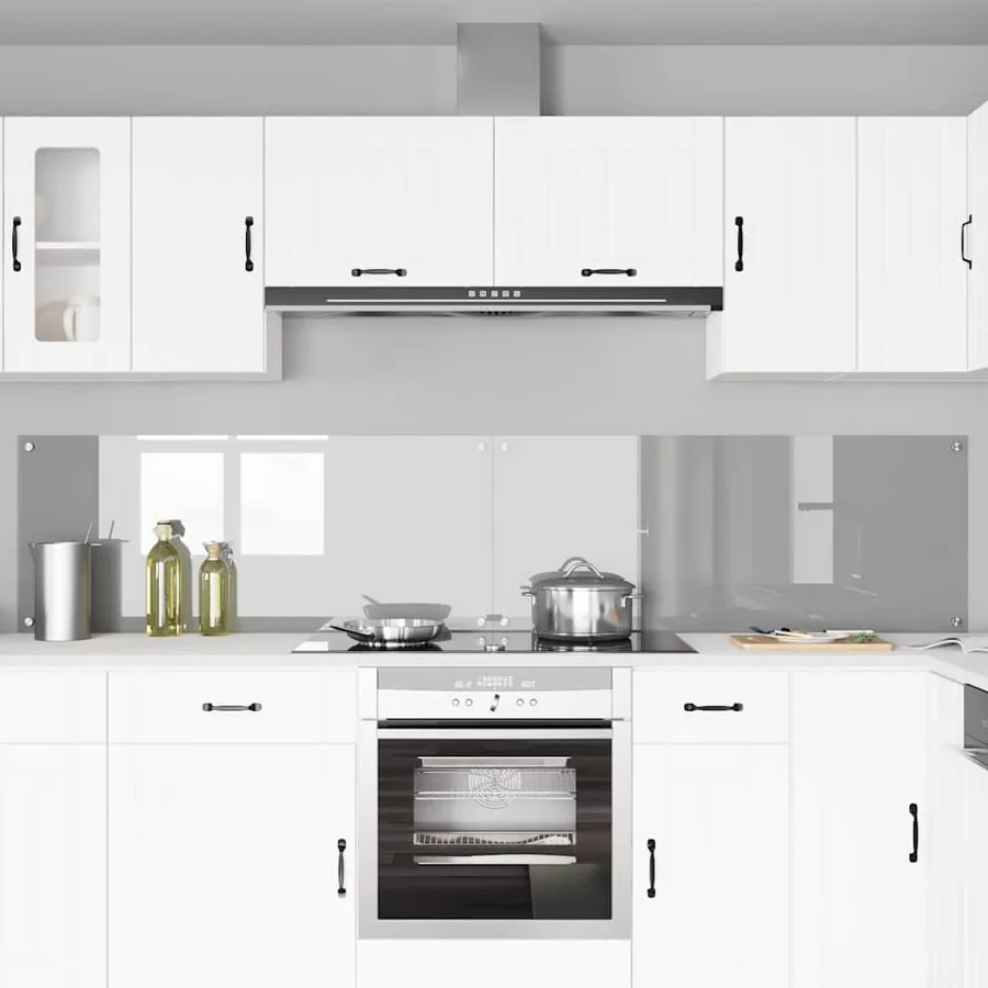 Crédence de cuisine 2 pcs Gris clair 120 x 50 cm verre trempé - 3