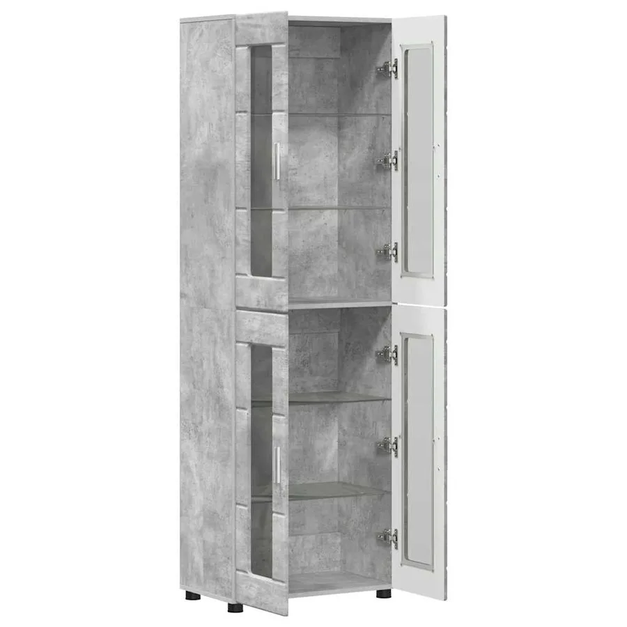 Haut Armoire avec étagère FLORIN Gris béton 60 x 35 x 182 cm - 5