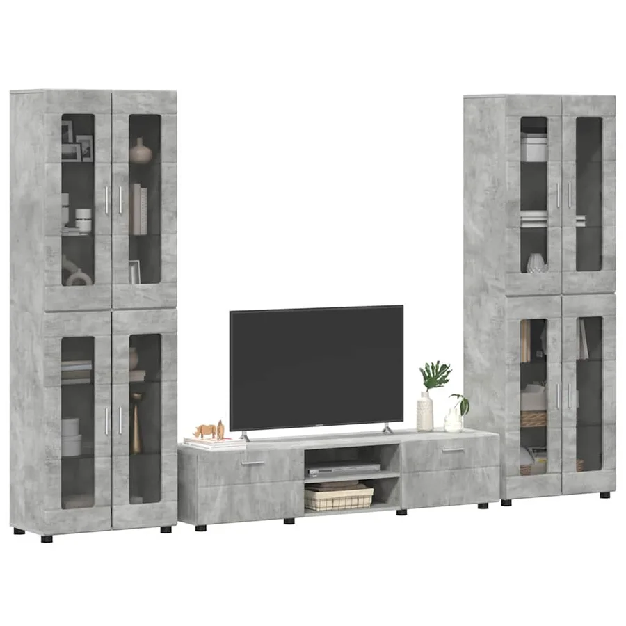 Ensemble meuble TV FLORIN 3 pcs Gris béton Bois d'ingénierie - 3