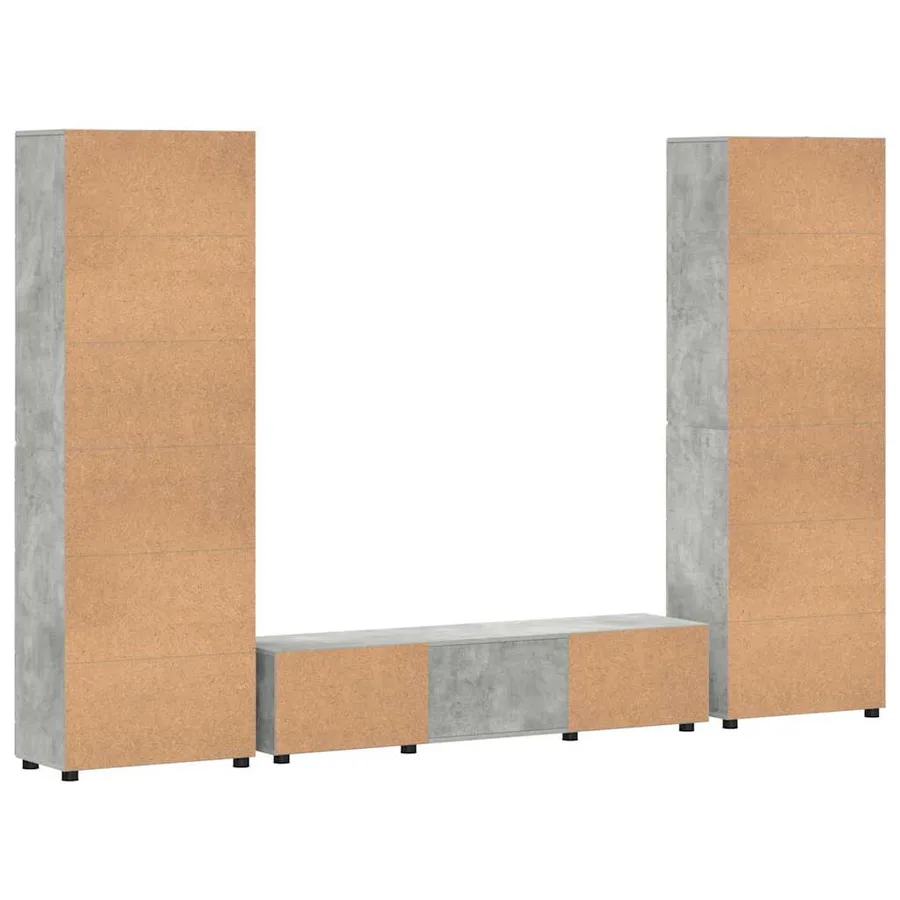 Ensemble meuble TV FLORIN 3 pcs Gris béton Bois d'ingénierie - 9